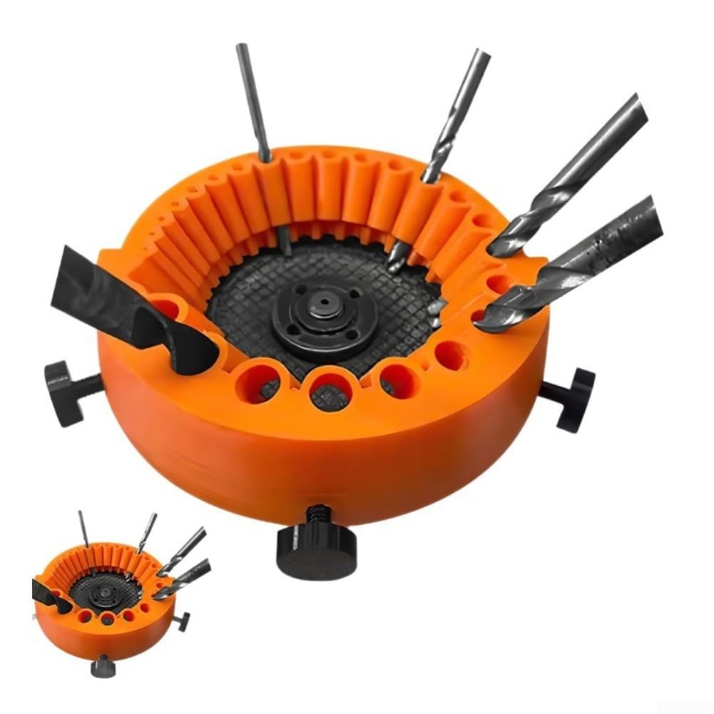 Multipurpose Drill Bit Sharpener for Angle Grinder, Plastic Drill Grinding Jig Tool for 3/32" to 1/2" Bits, Efficient Sharpening Device for Workshop(Orange)