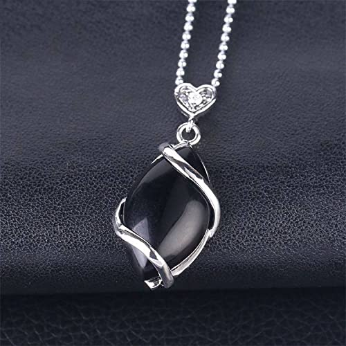 Collana Donna,Ciondolo in Pietra di Onice Nero