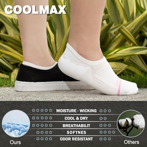 Image of BRISIRA Bamboo Viscose Coolmax Running Golf No Show Socks Women Compression Moisture Wicking Performance Low Cut Tab Athletic