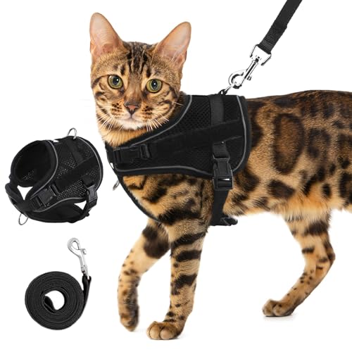 PUPTECK Cat Harness and Leash Set Escape Proof, Adjustable Reflec...