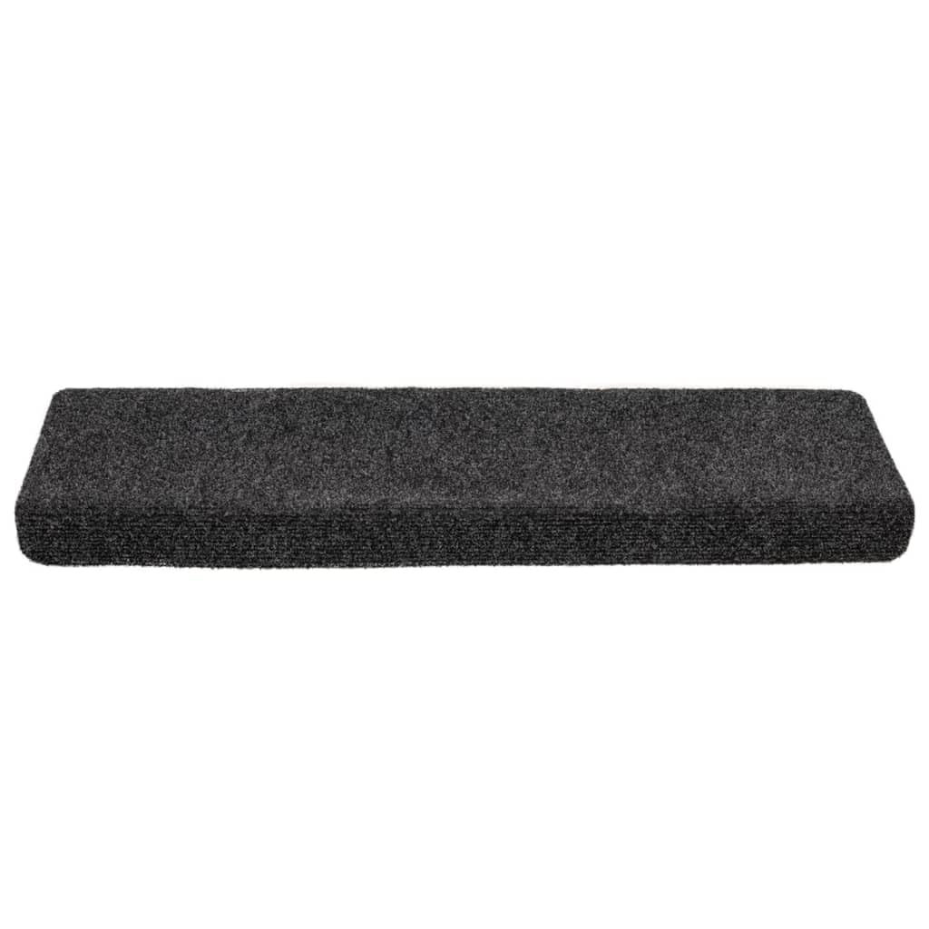 Nadelvlies Treppenstufenmatten 10er Pack 65x21x4 cm Dunkelgrau | Selbstklebend, Geräuschdämpfend, Rutschfest, Waschbar, Rechteckiger Rand