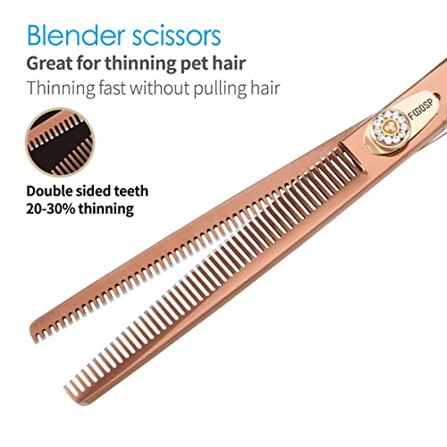 Image of Dog Thinning Scissors Grooming Scissors 7 Inch Professional Double Sided Thinning Scissors 48 Teeth Blender 25% Thinning Japan 440C (Bronze)