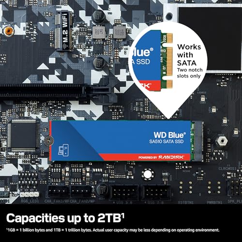 Image of Western Digital 2TB WD Blue SA510 SATA Internal Solid State Drive SSD - SATA III 6 Gb /s, M.2 2280, Up to 560 MB /s - WDS200T3B0B