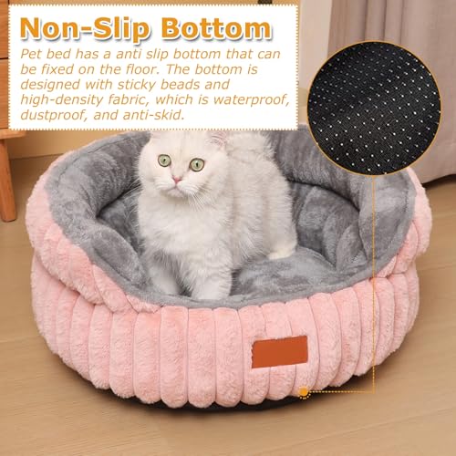 Mateju Hundebett Flauschig Donut, Runden Plüsch Haustierbett Katzenbett Flauschig Weiche Warme Hundekissen mit rutschfest Unterseite Katzenkissen für Mittelgroße Kleine (Bunt,50cm)