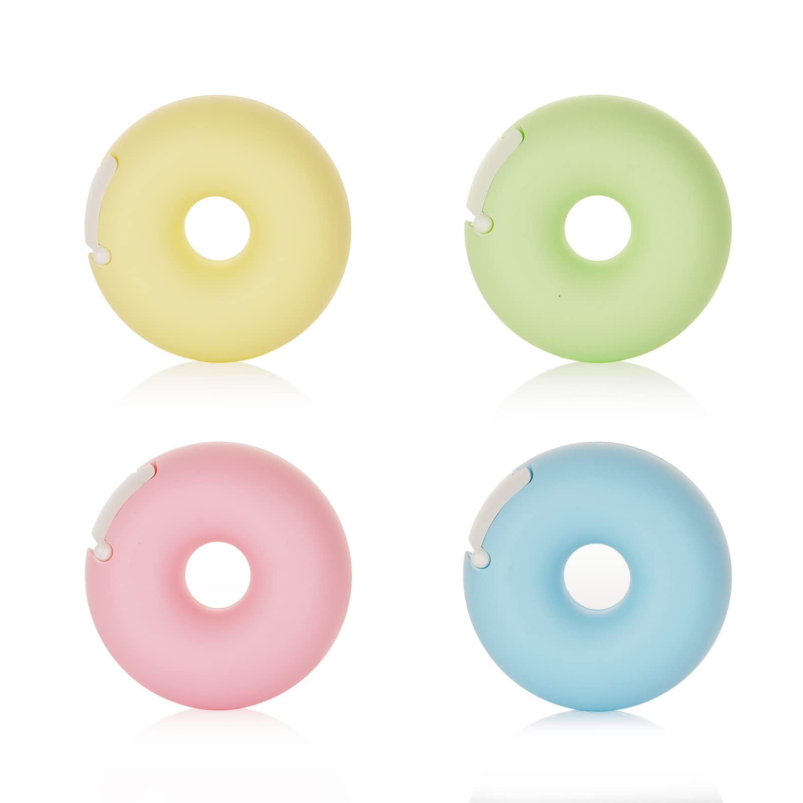 Loghot Plastic Portable Tape Dispenser Creative Cartoon Colorful Roll Tape Organizer Mixed Color (4PCS Donut)