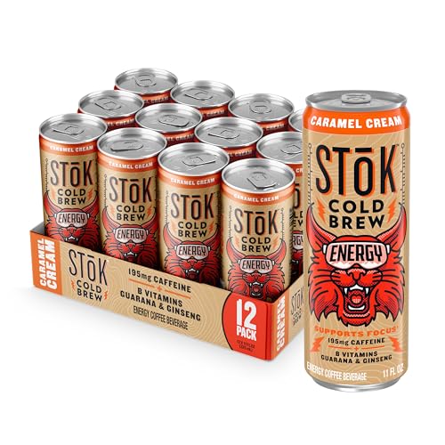 SToK Cold Brew Caramel Cream Energy Coffee, 11oz, 12 cans