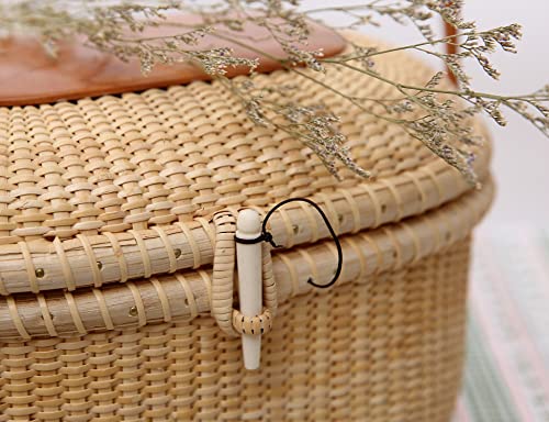 Bolso ovalado artesanal de caña y madera miniatura 5