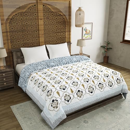Image of BLOCKS OF INDIA Hand Block Printed Cotton King Size Quilt /Rajai | Design 56