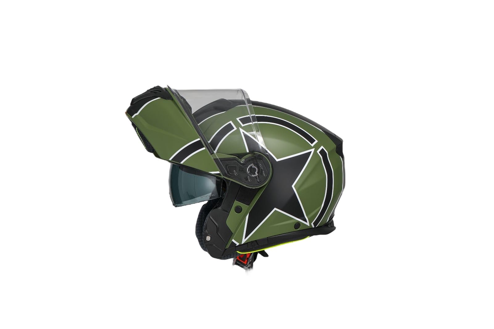AL Helmets - Casco modulare star verde opaco con doppia visiera modello 110