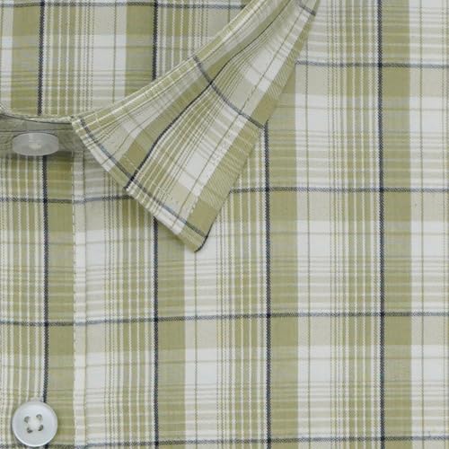 Image of GHPC Cotton Checkered Half Sleeves Regular Fit Formal Shirt for Men
