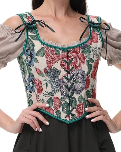 Image of CONCINEROS Women's Summer Vintage Floral Renaissance Corset Top for Women Y2k Tops Sleeveless Drawstring Crop Top
