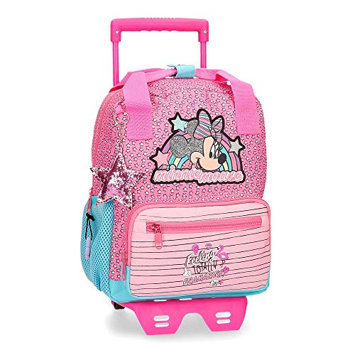 Mochila Minnie Pink Vibes Preescolar 28cm con Carro  Rosa  23x28x10