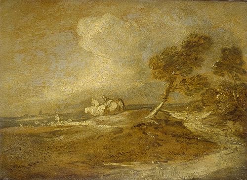 Peinture Toile Gainsborough paysage avec cavaliers 60x90cm pour décoration salon