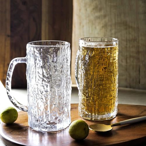 Image of WRINGO High Grade Beer Mugs Set of 2, 550ML Glass Mug with Handle, Large Big Heavy Mugs for Freezer, Multipurpose Mugs, Dishwasher & Microwave Safe (BR-07)