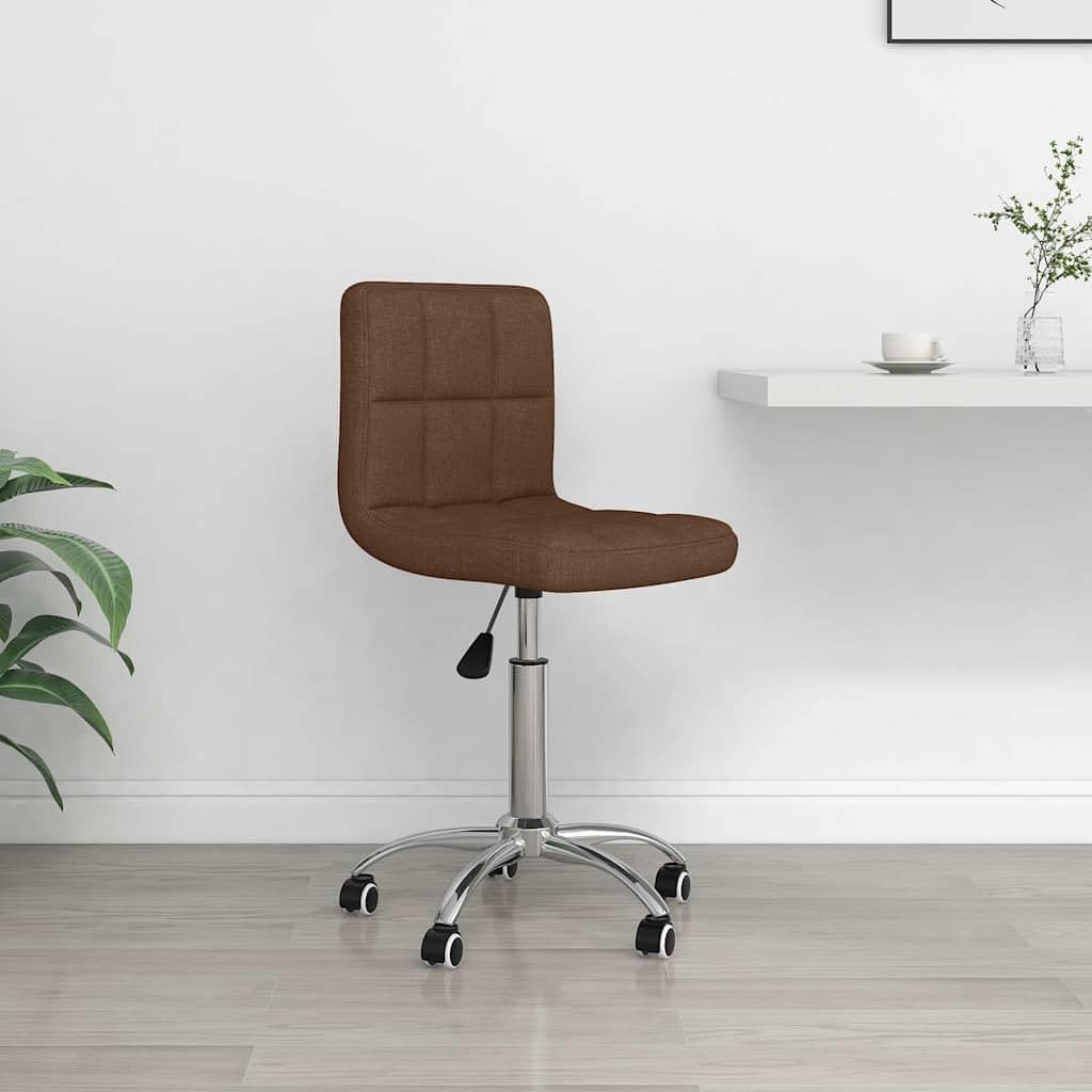 Chaise de bureau pivotante en tissu marron avec vérin à gaz et roulettes Chaise de travail ergonomique résistante pour le bureau à domicile et le jeu Chaise de bureau confortable avec dos en