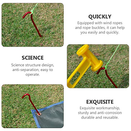 BESPORTBLE, Pegas para barraca, corda e fivelas, estacas de jardim de metal, ganchos para cerca, kit