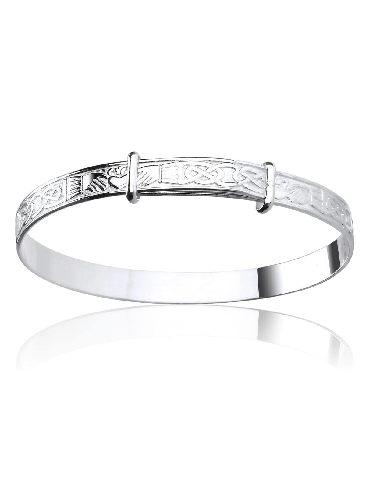 HSFJGSF Diseño Celta Irlandés/Diseño Claddagh Pulsera Expandible/Ampliable/Ajustable para Bebé/Niño/Mujer - Plata de Ley 925 - Joyería Infantil