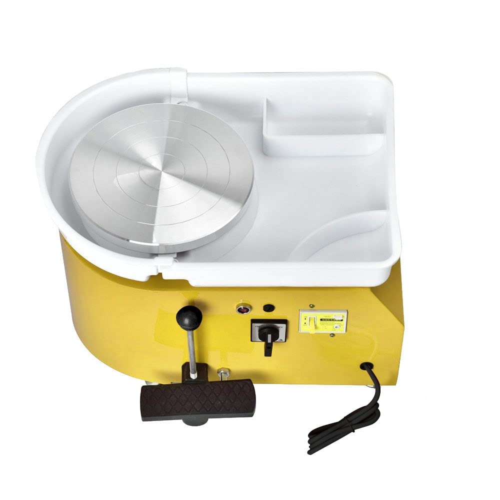 Koło garncarskie 350 W 25 cm żółte elektryczne koło garncarskie maszyna ceramiczne narzędzie do kształtowania garncarstwo sztuka maszyna z pedałami DIY glina narzędzia glina robocza