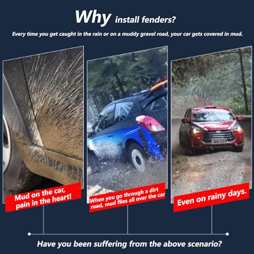 Image of Car Mud Flaps Screw and Clips Universal Rubber Mudguard Soft No Collision Splash Guards (4pcs, Wolf Head)