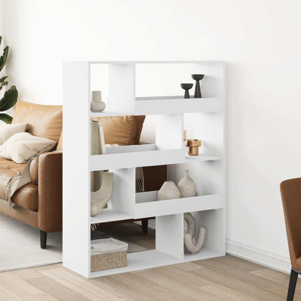 Raumteiler Weiß 100x33x125,5 cm Holzwerkstoff Küchenregal Aktenschrank Regale Vitrine für Büro Bibliothek Arbeitszimmer Schlafzimmer