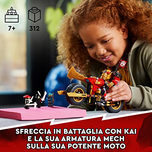 NINJAGO Mech Rider di Kai - EVOLUTION, Moto Giocattolo Ninja Potenziabile, Giochi per Bambini, Bambine, Ragazzi e Ragazze da Collezione con Action Figure e 2 Minifigure 71783 - Lego - Immagine 2
