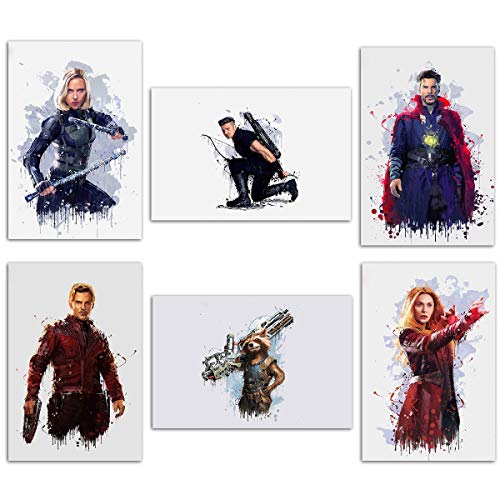 Canvas Wall Art Marvel Poster - Superhero Print Movie Painting Picture Watercolor Home