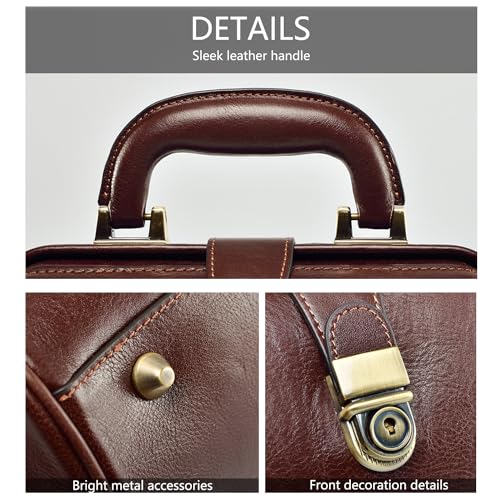 Genuine leather women's bag retro doctor's bag handmade foreskin layer cowhide Shoulder bag buckle type women's bag3