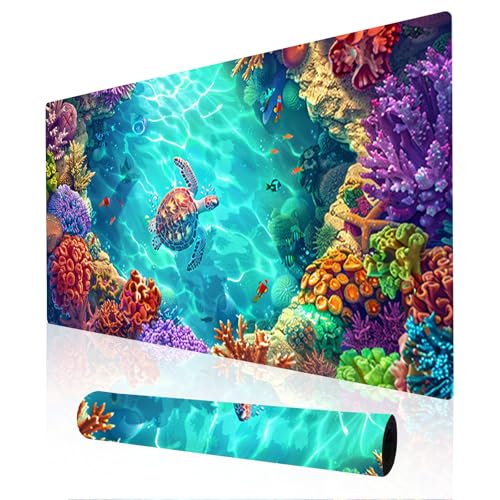 Image of Nuxovilar Professional Large Mouse Pad & Computer Game Mouse Mat (35.4x15.7IN, Vibrant Underwater World Art) (90 * 40cm Vibrant Underwater World)