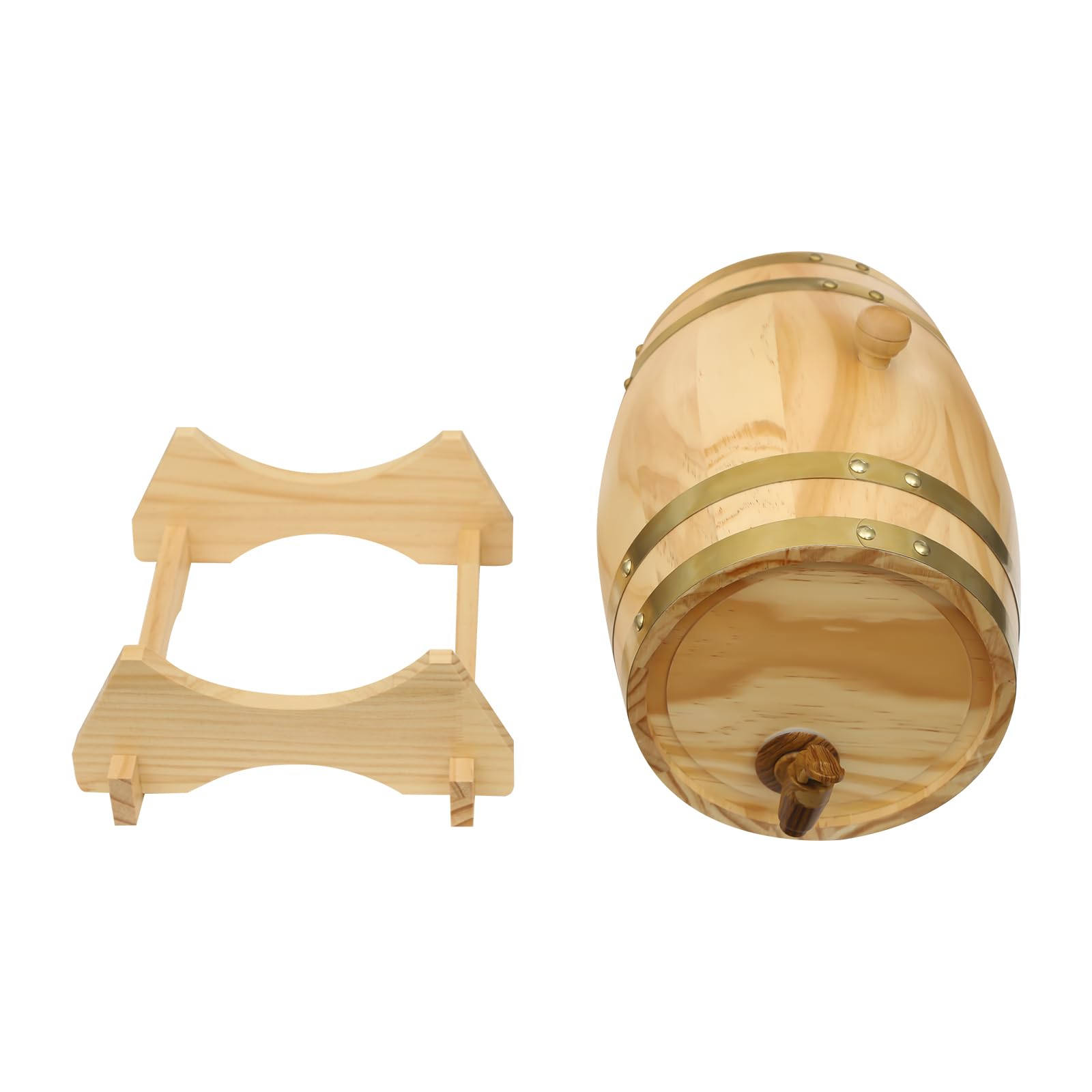 Barril de roble de 5 litros con soporte de madera y grifo, barril de vino de pino premium refinado y hermoso, barril de madera de whisky moderno a prueba de fugas para whisky bourbon tequila vinagre