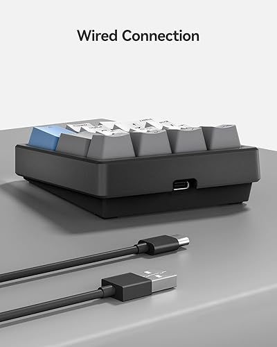 Miniatura 6 de Numpad - Teclado mecánico de números, intercambiable en caliente, USB de 17 teclas, teclado numérico retroiluminado blanco con teclas PBT para