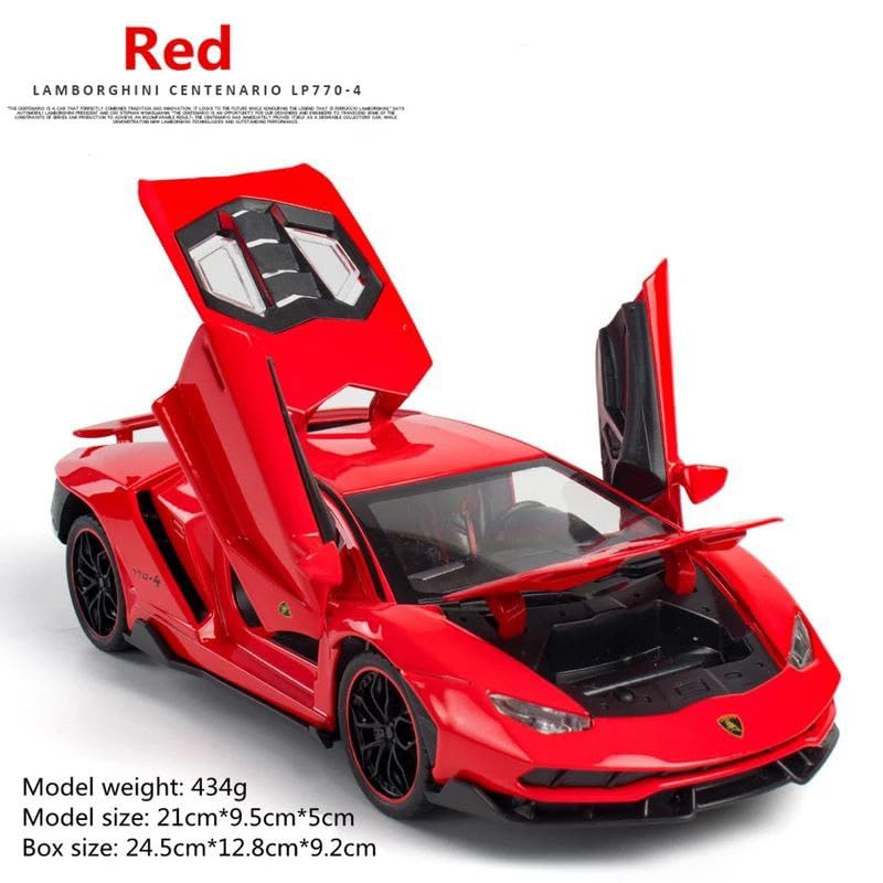 Image of DEOXY 1:24 Scale Big Lemborgini Lp770 Alloy Car Model Diecast Toy Vehicles For Kids With Lights And Music,Gifts For Boys And Girls,Red