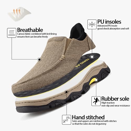 YONGJIA Mens Hands Free Slip in Loafers Walking Slip on Canvas Casual Comfortable Breathable Shoes3