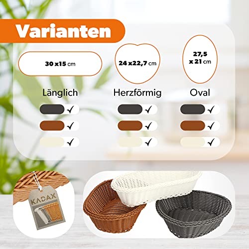 Foto von KADAX Geflochtener Korb, Brotkorb aus Polypropylen, Obstkorb, Lebensmittelkorb in 3 verschiedenen Farben, Frühstücks Flechtkorb, Besteckkorb, Aufbewahrungskorb (Braun, Oval)
