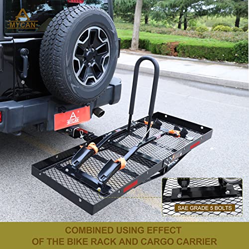 Mycan Hitch Mount Cargo Carrier, Cargo Racks For Trailer Hitch 60 X 20 Inch + Cargo Carrier Bike Rack Adapter, Bike Rack Attachment For Car Hitch Cargo Carrier With Mesh Base #TOP4
