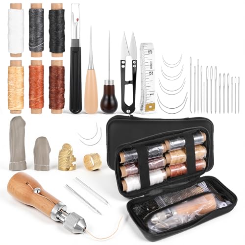 SHENLIU 40 Pcs Sewing Awl Kit with Bag, Leather Sewing