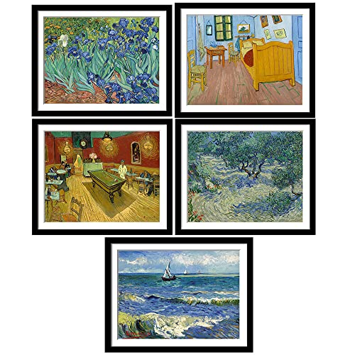 Image of Tallenge - Set of 10 Best of Vincent Van Gogh Paintings (Vol 2) - Small Poster Paper - Framed (Paper, 12 x 17 Inches, Multicolor)