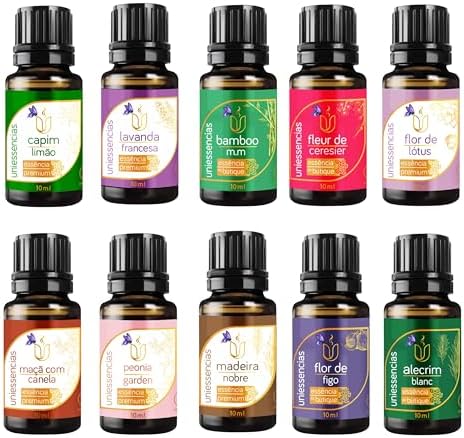 Terapia Floral da Amazônia: O Poder das Essências para o Bem-Estar 9 Kit 10 Unissências Para Aromatizador Elétrico 10ml Via Aroma