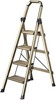 Ladder Step Ladders 4 Step Ladder Folding Step Stool with Convenient Handgrip and Non-Slip Pedals Diamond Shape Design Stepladders,Aluminum(2pcs Ladder)
