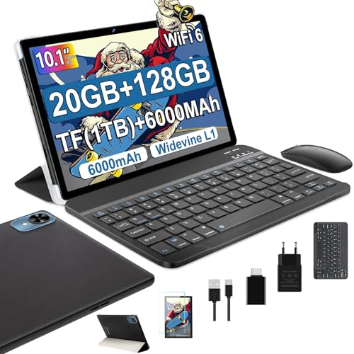 fezawio Tablet 10 Pulgadas Android 14 Tablet, 20GB RAM + 128GB ROM (TF 1TB), Octa-Core,con Teclado y...