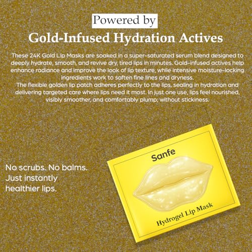 Image of Sanfe Hydrogel Lip Mask | Pack of 1 | Hydrating Care Treatment Patch for Dry Lips Routine | LipBalm & Gloss Alternative | Korean Style Sheet for Soft Smooth Texture | Skincare for Women