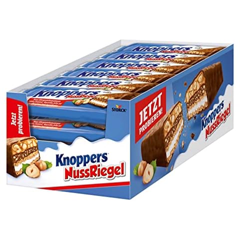Knoppers NussRiegel - 24 x 40g - Schokoriegel mit Milch- und Nugatcreme, Haselnüssen, Karamell und Vollmilchschokolade Cover