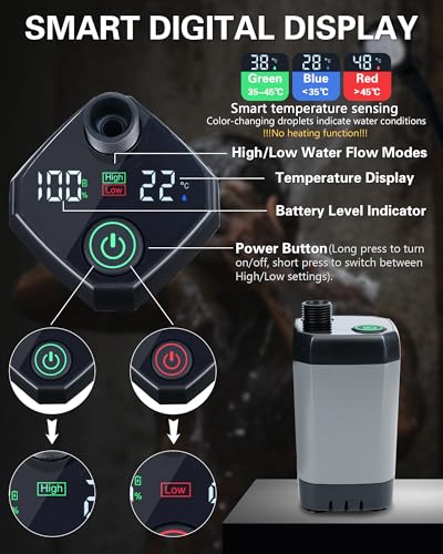 Beviliu Ducha Portátil para Camping, Batería Recargable 6000mAh con Pantalla Digital de Potencia y Temperatura miniatura 3