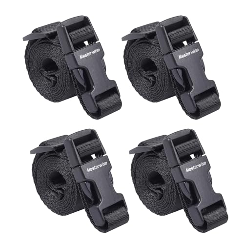Image of Buckle Straps with Clips, Adjustable Nylon Straps with Buckle, Packing Strap, Black 4 Pack (2'x0.75)