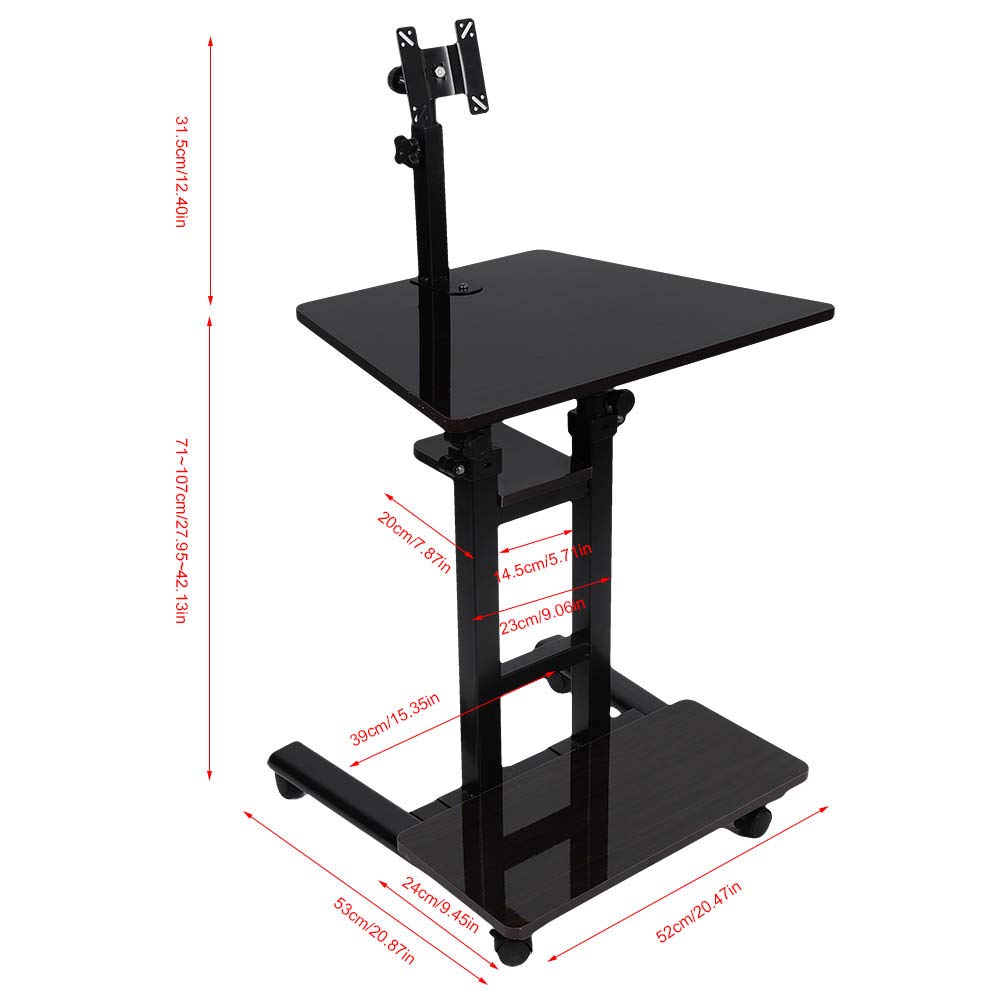 Buy Mobile Table Overbed Table Stand Up Laptop Desk Stand PC Notebook Cart Tray Compact Height