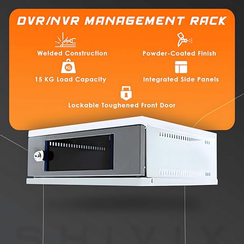 Image of ShiviX CCTV /DVR Rack /NVR /CCTV Box /Network Rack /Cabinet with Key Lock & Power Socket - 2U - Wall Mount - Metal Rack with Transparent Glass Door - Ideal for 4 /8 Channel CCTV Systems (2U Metal Rack)