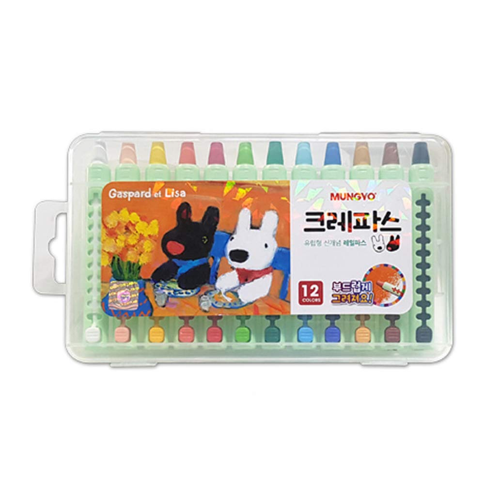 MUNGYO Gaspard et Lisa Non Toxic Crayon,Soft Pastel (12 Colors)