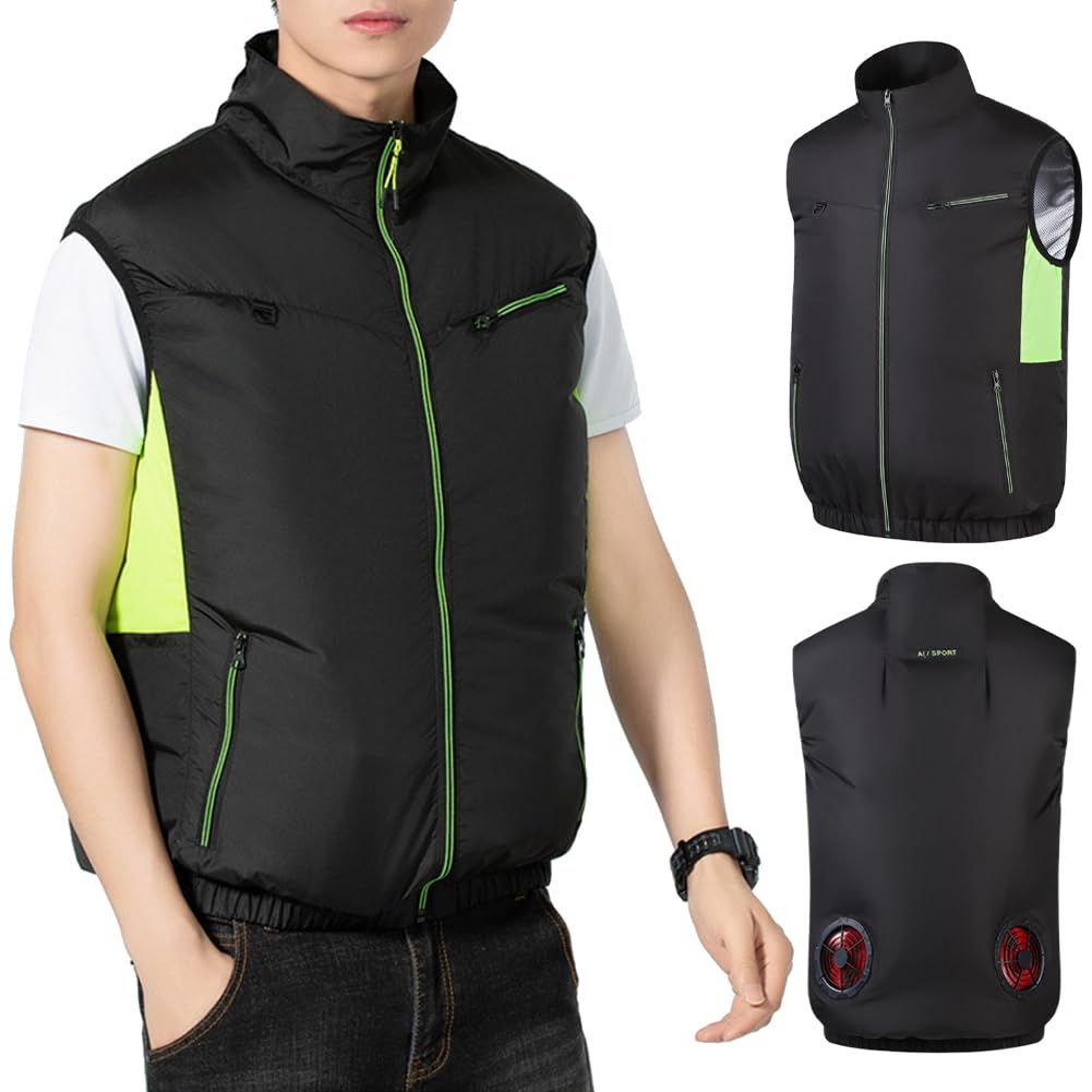KOBONA Cooling Vest Ice Fan Vest Heat Sleeveless Workwear Breathable Wearable Cooling Fan Vest 3 Gear for Summer Camping Fishing