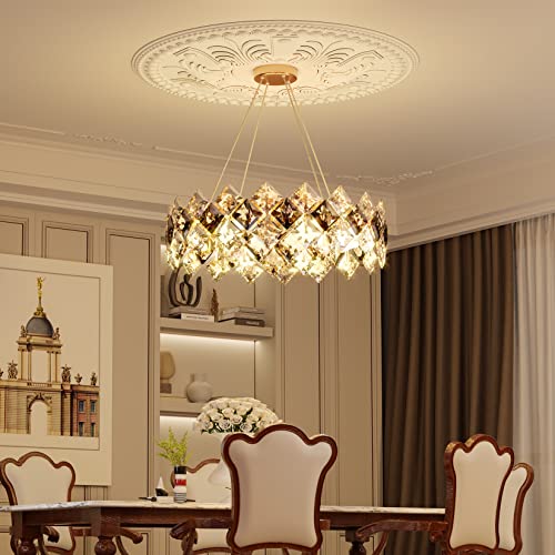 LUVODI Round Crystal Chandelier Luxury - 60cm LED Ceiling Pendant Hanging Light...