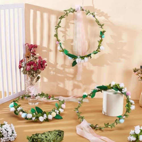 INFUNLY 226pcs/Set DIY Flower Crowns Kit Handmade Flower Crown Kit Make Your Own Flowers Wreath Artificial Bridal Shower Floral Wreath for Wedding Hair Accessories for Birthday Party Favour