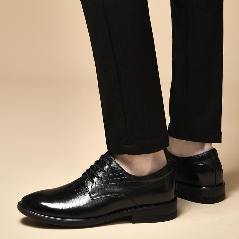 New Luxury Men's Dress Shoes Genuine Leather Oxford Shoes Men Crocodile Pattern Brogue Comfortable Business Lace-up Formal Shoes2